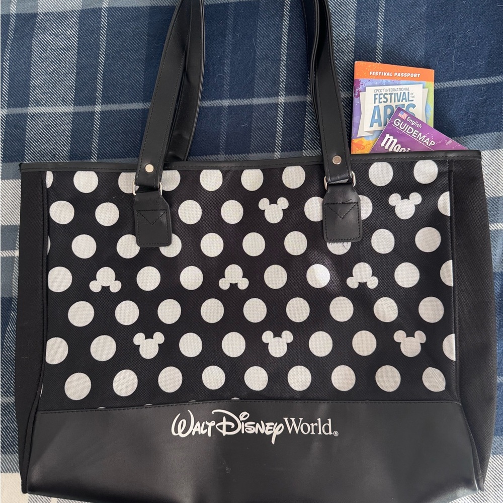 Walt Disney World Polka Dot Mickey Tote Bag Black & White Park Exclusive